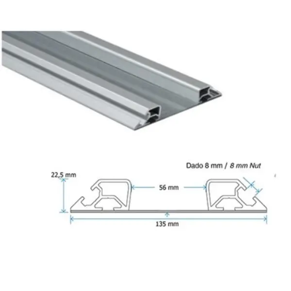 Binario FIFO Monorail 55 mm: corsia FIFO per carrelli grandi e ruote fino a 55 mm