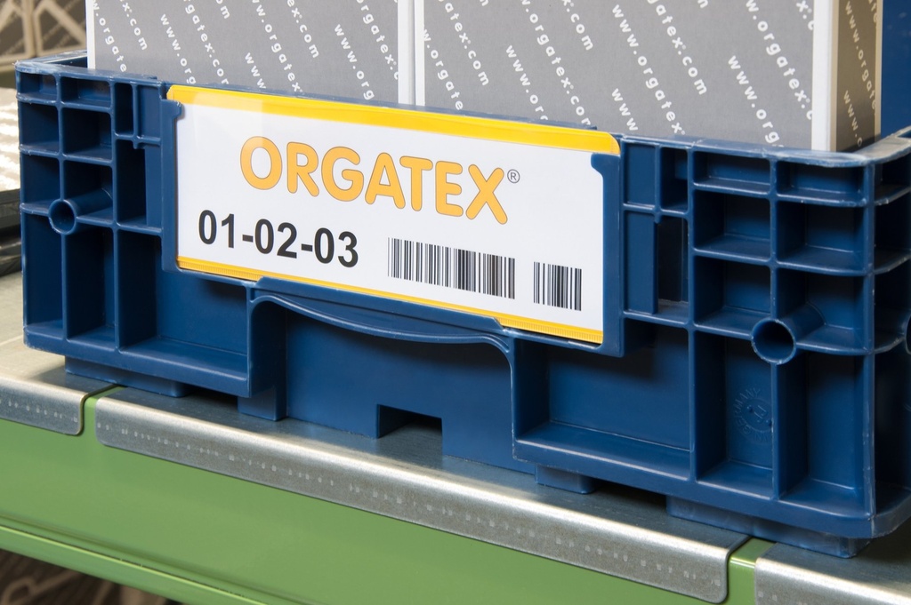 KLT-Snapper: busta kanban in PVC rigido con inserimento dall’alto per contenitori KLT