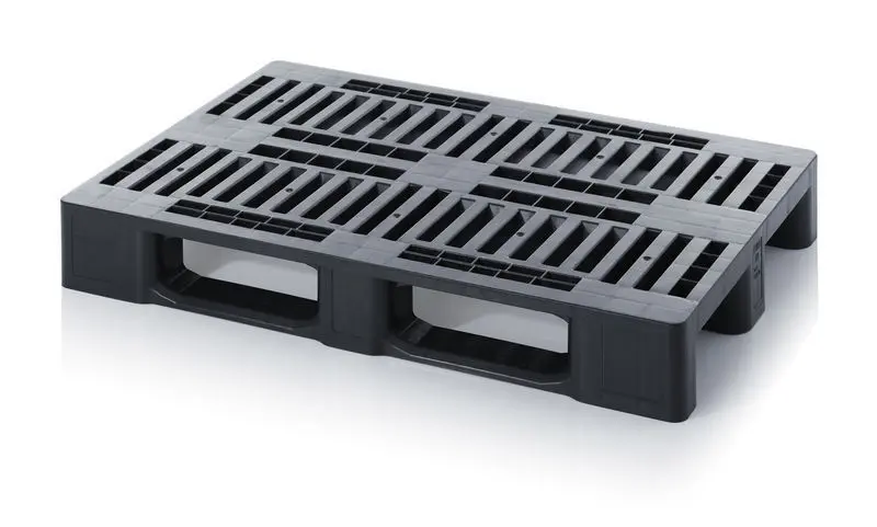 Pallet in plastica 1200x800 e 1200x1000 con 3 pattini: con o senza bordi, con o senza rinforzo